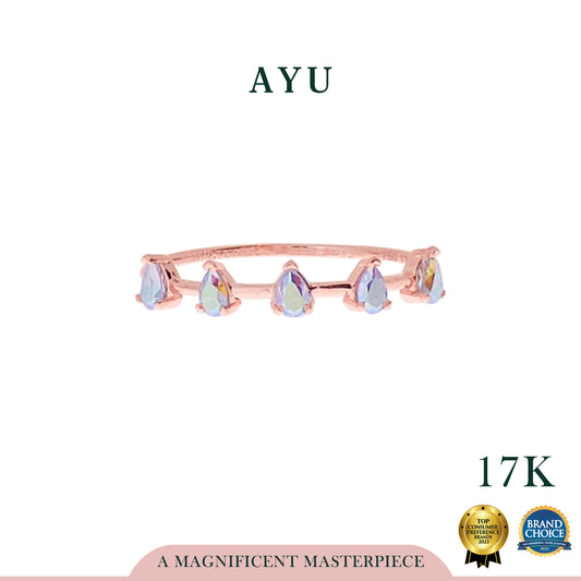 AYU Cincin Emas - 5 Magical Teardrops Ring 17K Rose Gold