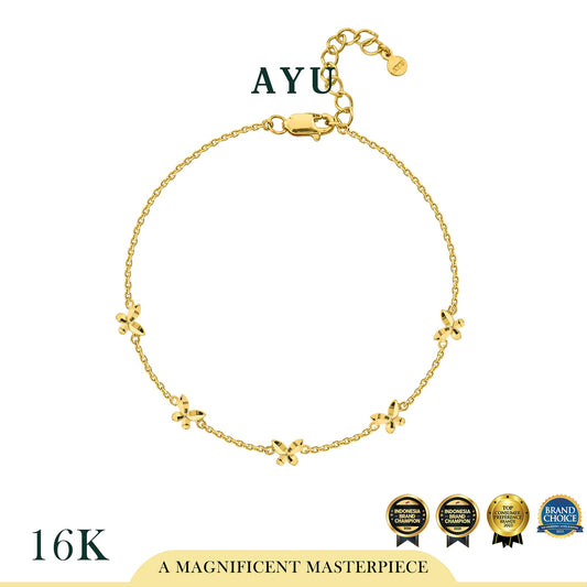 AYU Gelang Emas - 5 Twinkly Butterfly Chain Bracelet 16k Yellow Gold