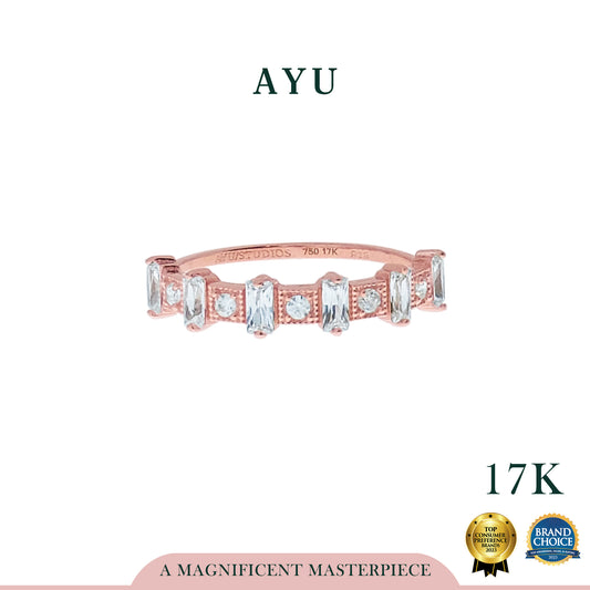 AYU Cincin Emas - 6 Standing Baguette Ring 17K Rose Gold