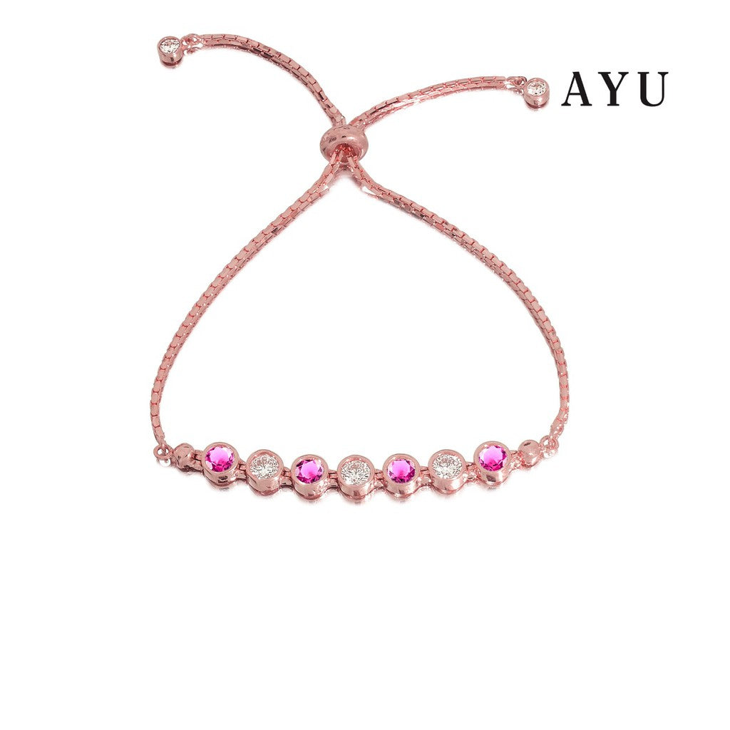 AYU Gelang Emas  - 7 Bezel Bolo Chain Bracelet 17K Rose Gold