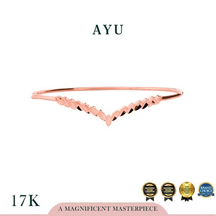 AYU Gelang Emas - Angel Vine Chevron Bling Wire Bangle 17k Rose Gold