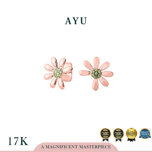 AYU Anting Emas - Small Golden G Daisy Studs 17k Rose Gold
