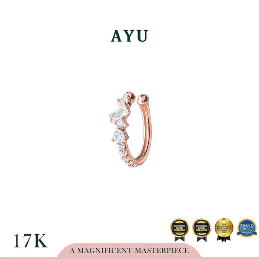 AYU Anting Emas - Baguette Earcuff 17k Rose Gold