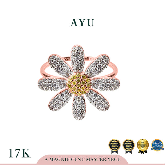 AYU Cincin Emas - Blooming G Daisy Ring 17k Rose Gold