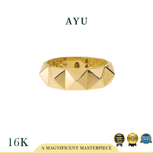 AYU Cincin Emas - Bold Stud Stack Ring 16k Yellow Gold