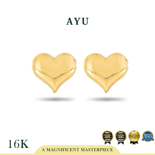 AYU Anting Emas - Bonbon Heart Studs 16k Yellow Gold