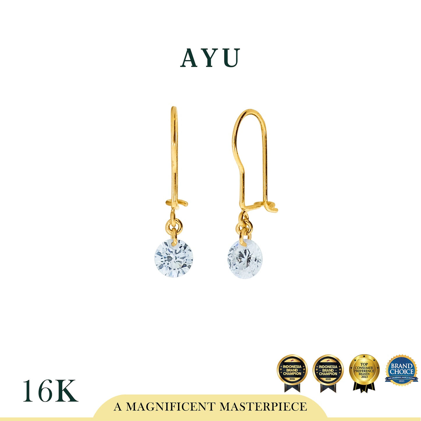 AYU Anting Emas - Candy Pop Wire Earrings 16k Yellow Gold