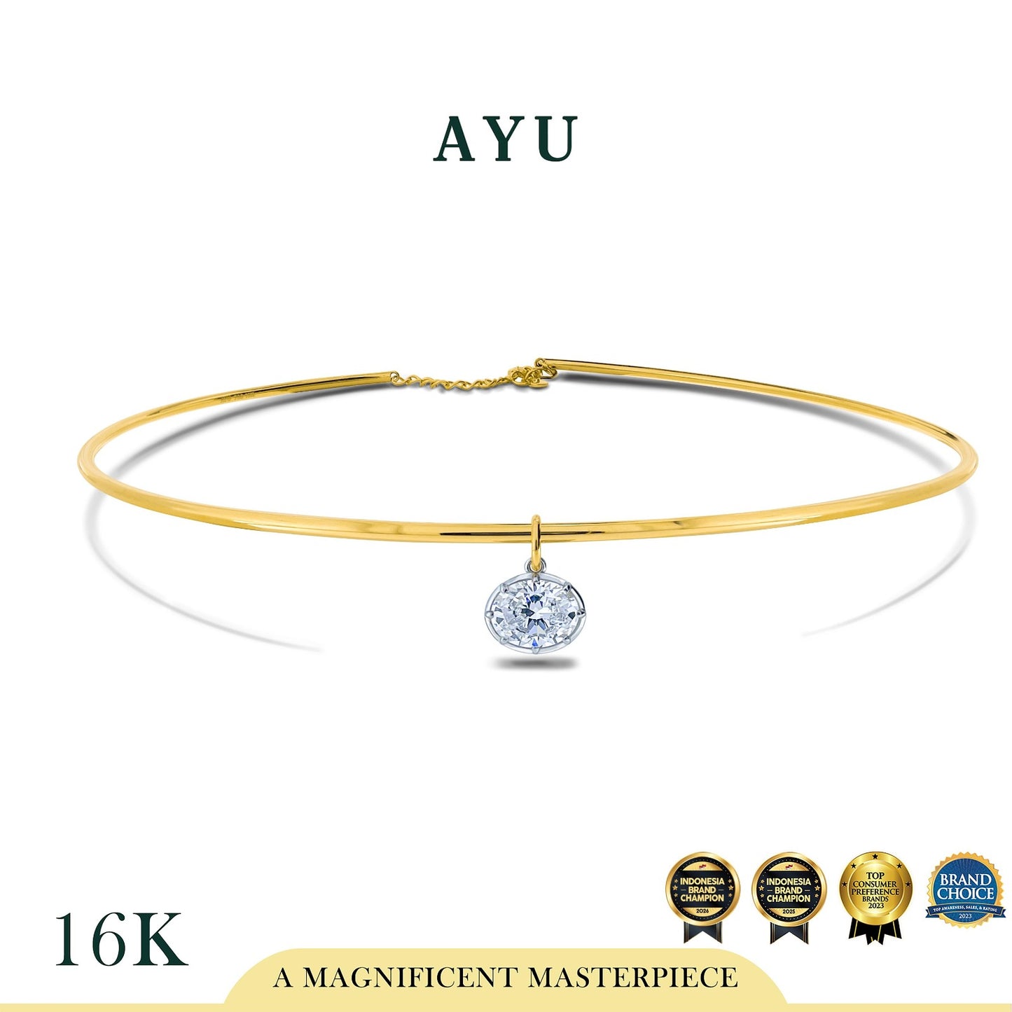 AYU Kalung Emas - Choker With Georgian Oval 16k Yellow Gold