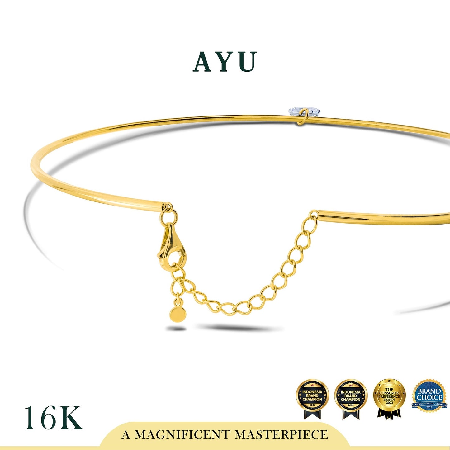 AYU Kalung Emas - Choker With Georgian Oval 16k Yellow Gold