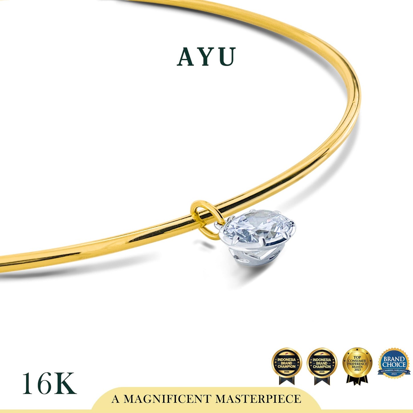 AYU Kalung Emas - Choker With Georgian Oval 16k Yellow Gold