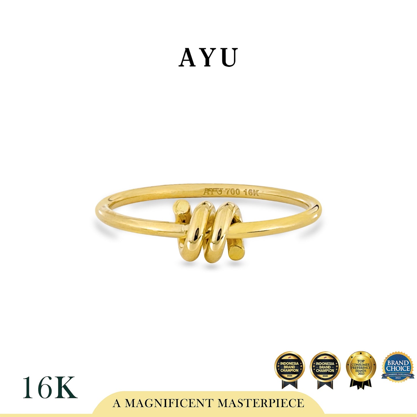 AYU Cincin Emas - Coily Knot Ring 16k Yellow Gold