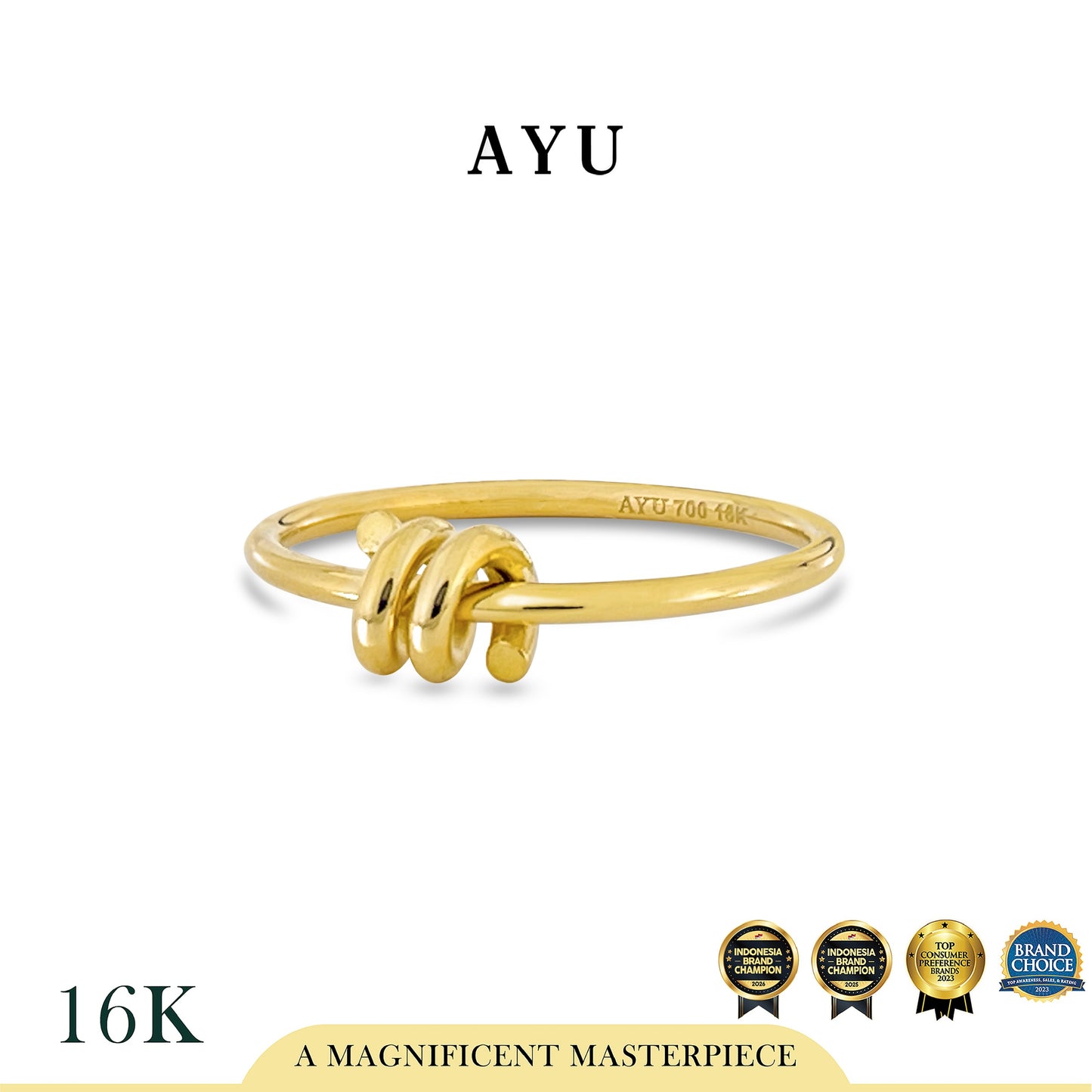 AYU Cincin Emas - Coily Knot Ring 16k Yellow Gold