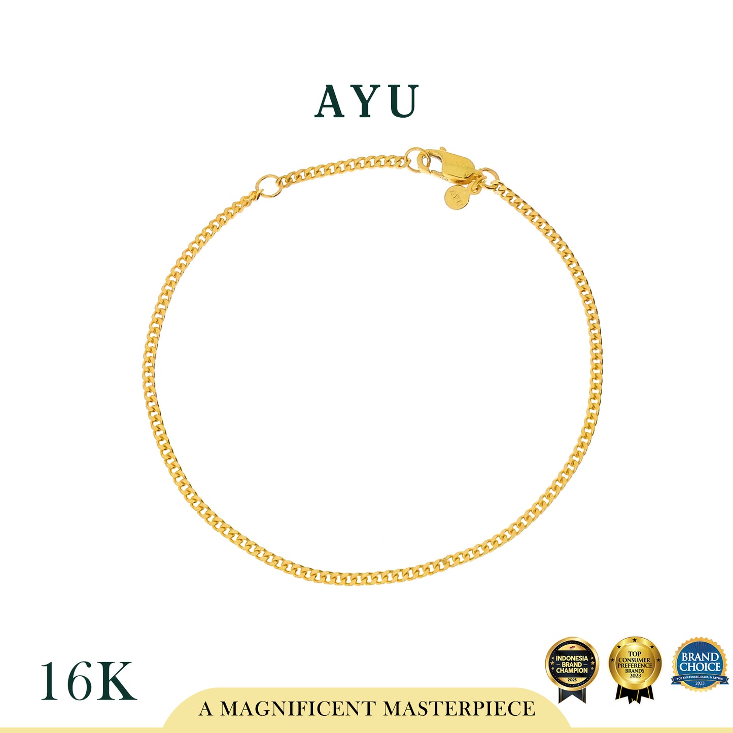 AYU Gelang Emas - Cuban Chain Bracelet 16k Yellow Gold