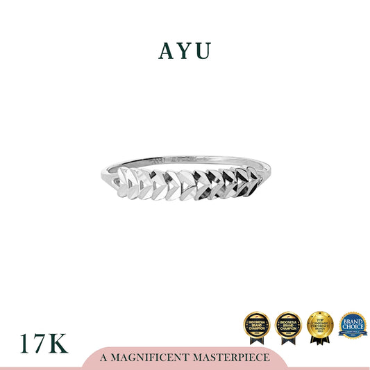 AYU Cincin Emas - Angel Vine Half Band Ring 17k White Gold