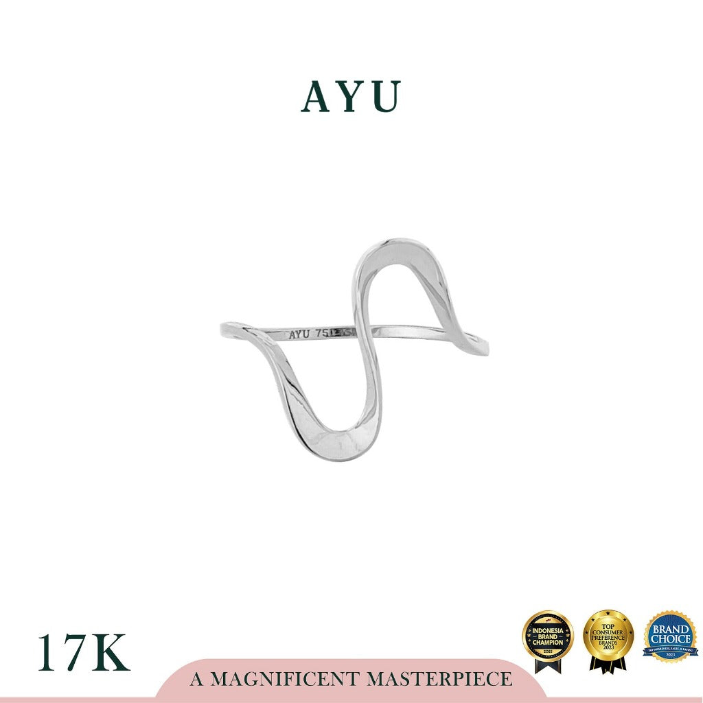 AYU Cincin Emas - Gold Swaying Wave Ring 17k White Gold