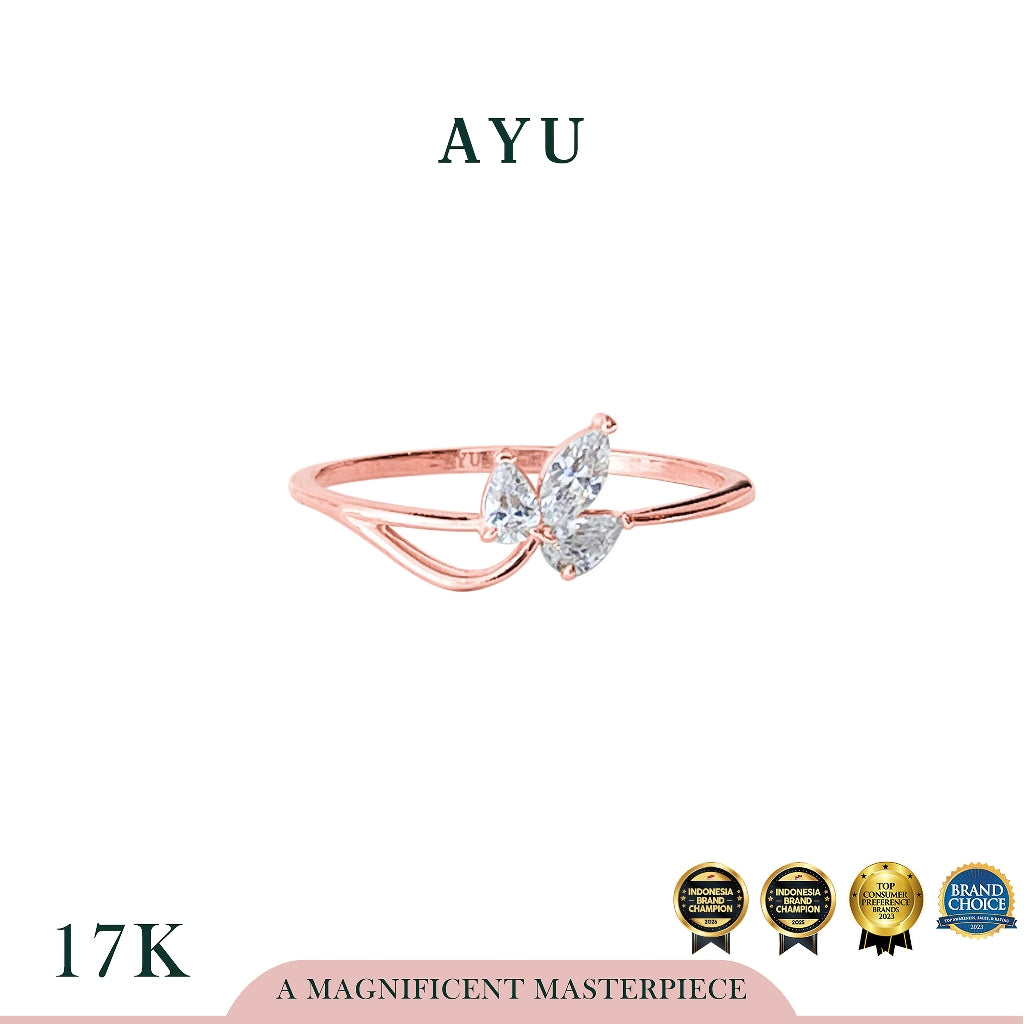 AYU Cincin Emas - Marquise Angel Vine Ring 17k Rose Gold