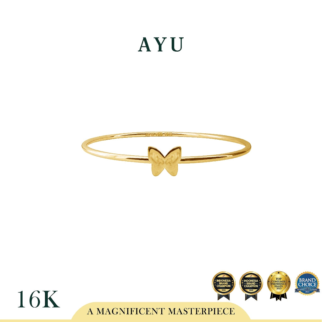 AYU Cincin Emas - Mini Butterfly Sutra Ring 16k Yellow Gold