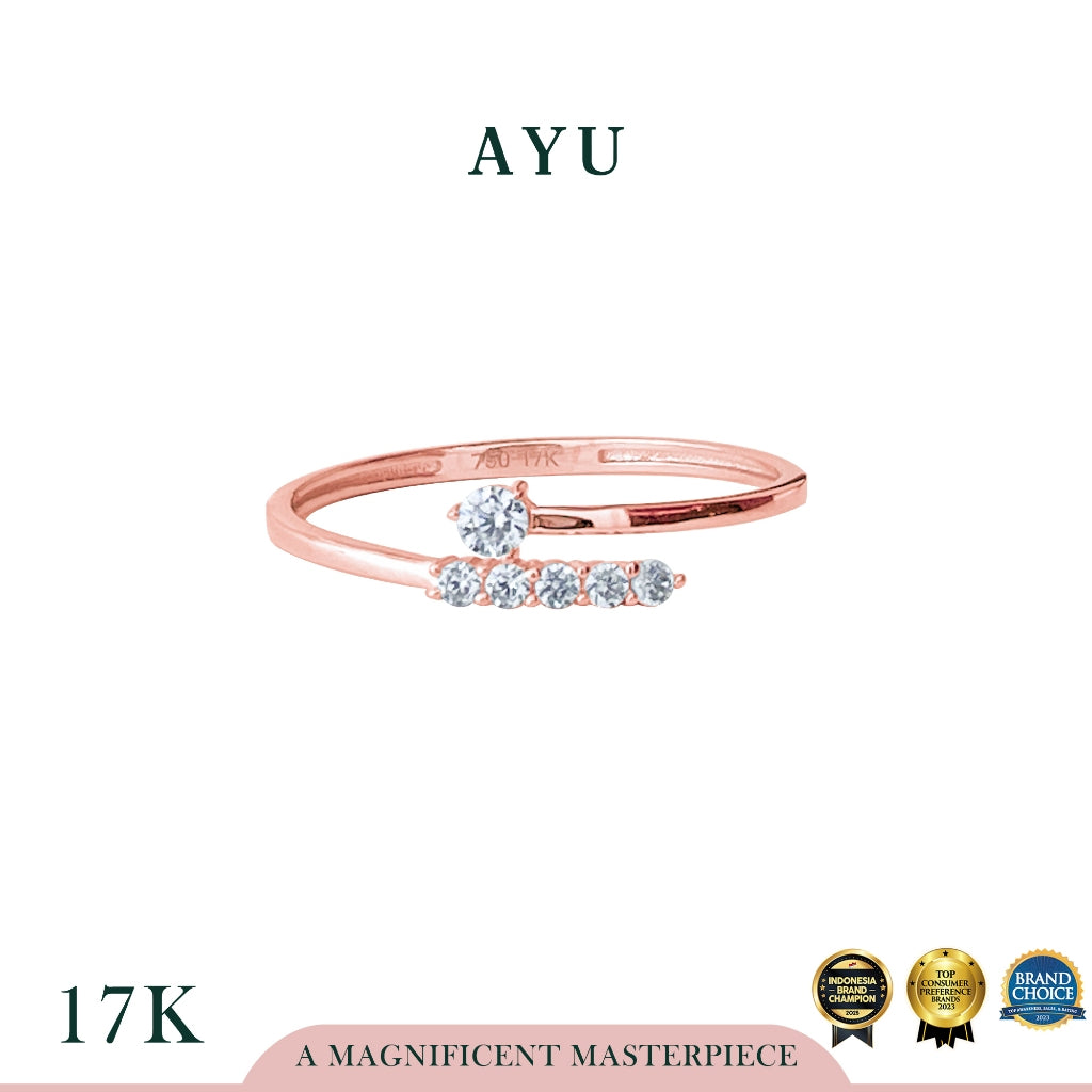 AYU Cincin Emas - Mini Solitaire Twist Ring 17k Rose Gold