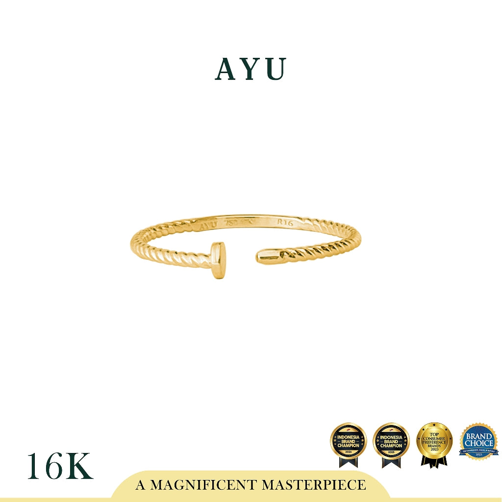 AYU Cincin Emas - Twist Nail Ring 16k Yellow Gold