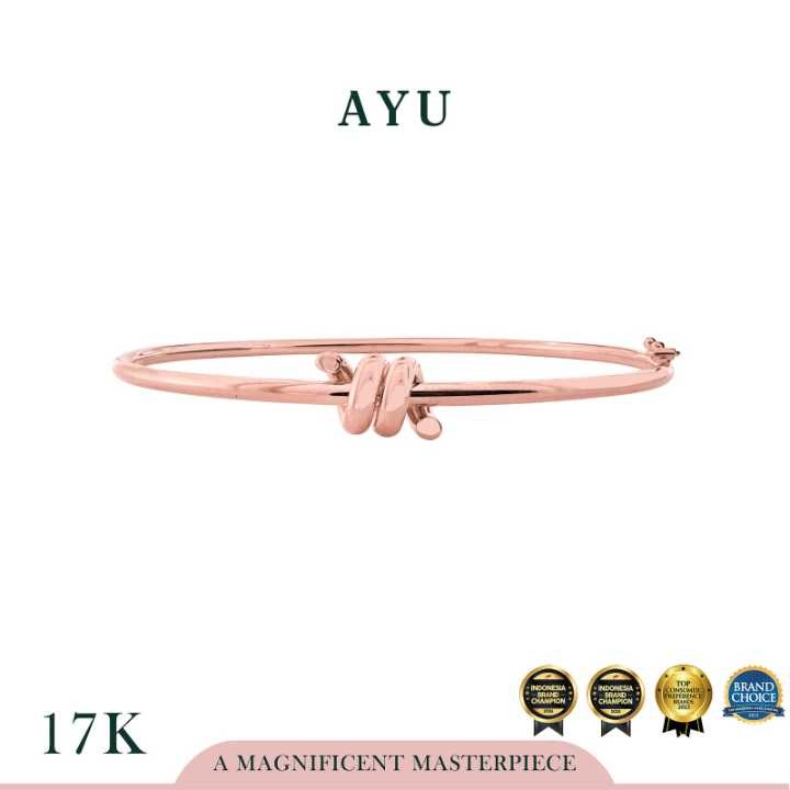 AYU Gelang Emas - Coily Knot Wire Bangle 17k Rose Gold