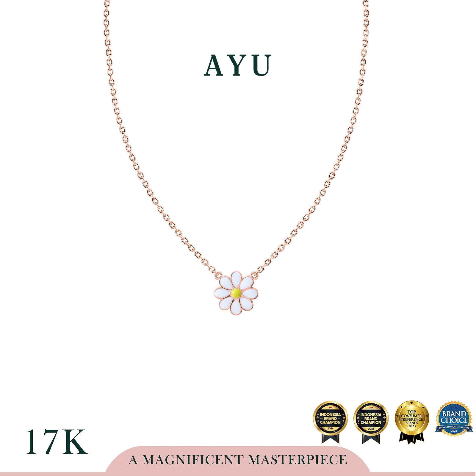 AYU Kalung Emas - Daisy Darling Chain Necklace 17k Rose Gold