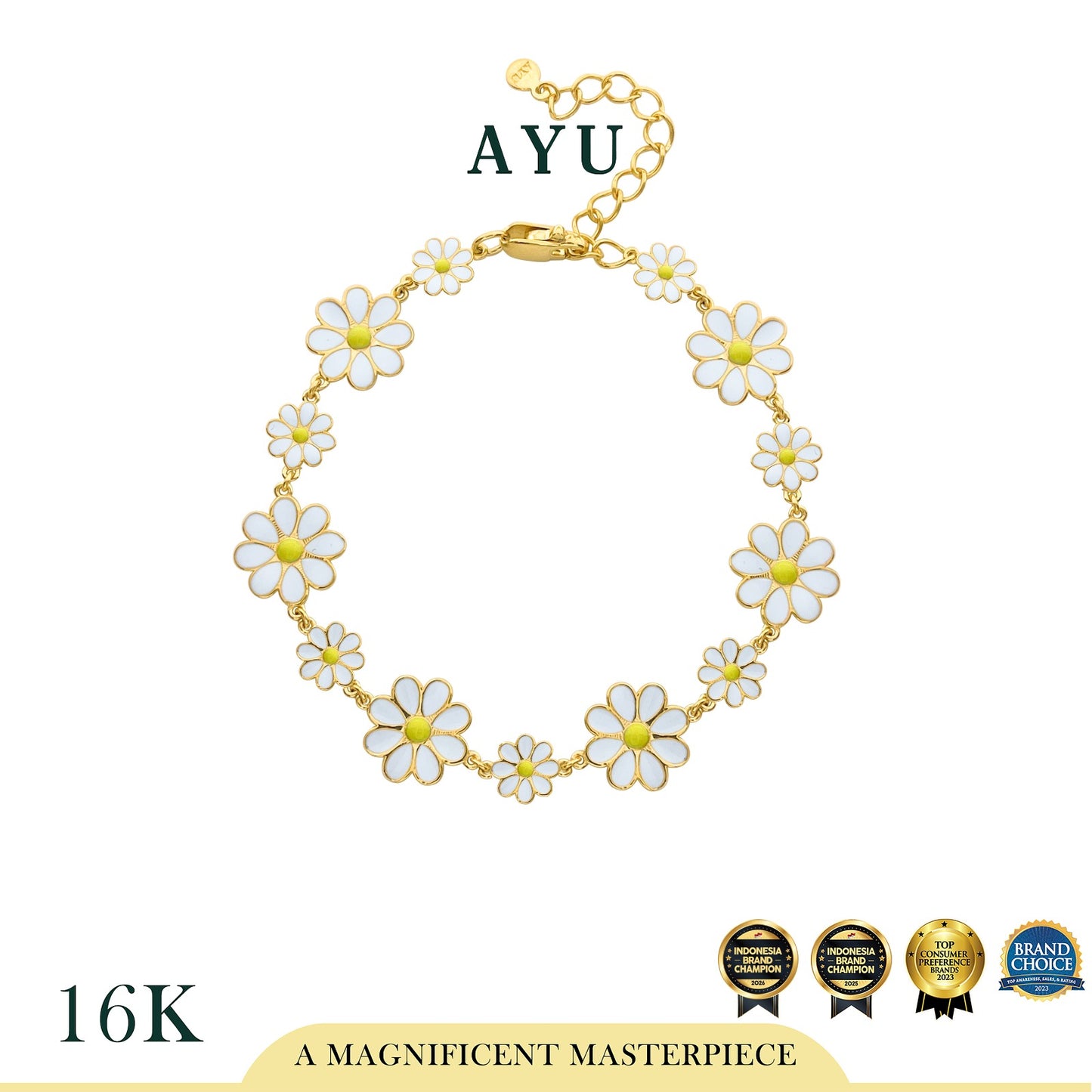 AYU Gelang Emas - Daisy Darling Party Eternity Bracelet 16k Yellow Gold