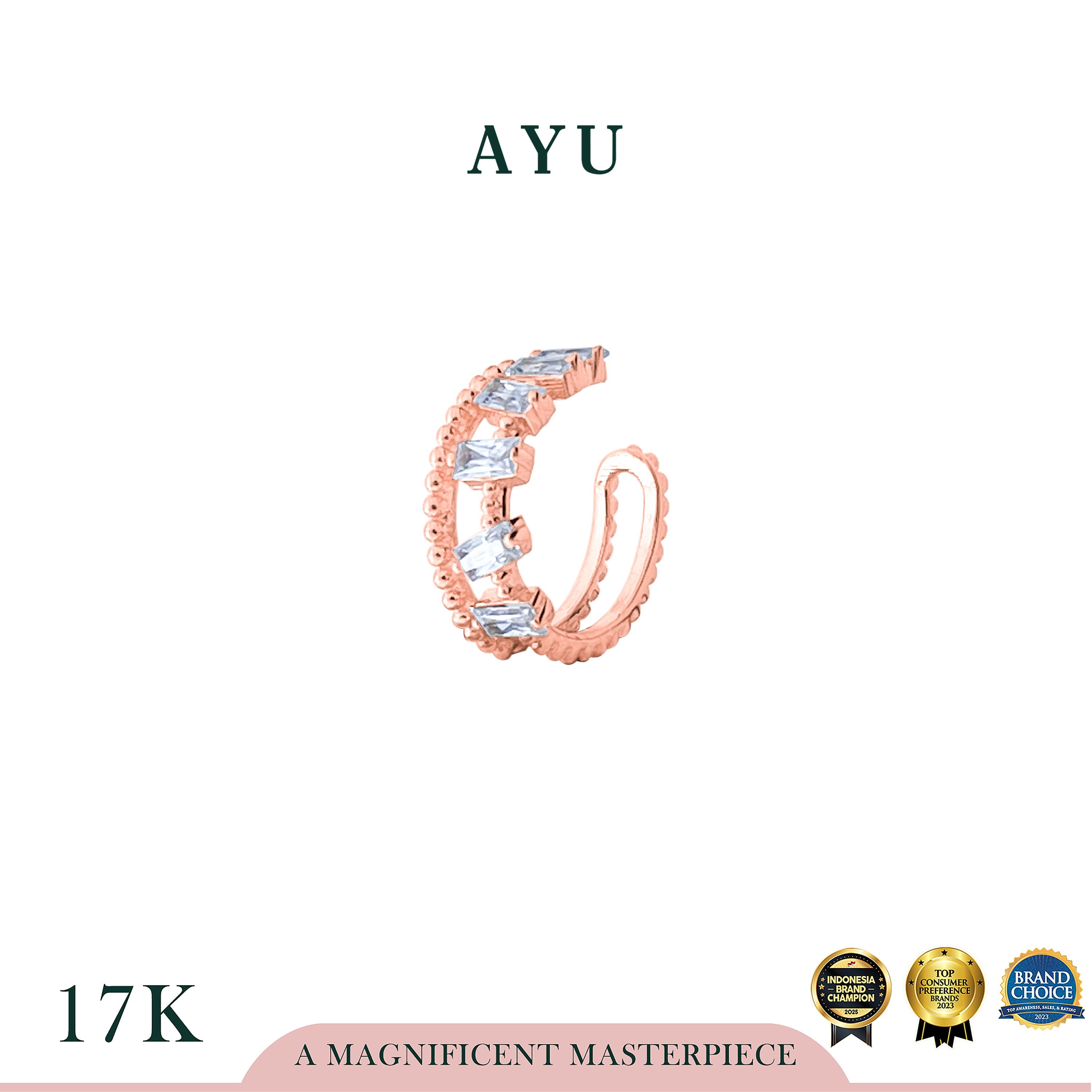 AYU Anting Emas - Double Stack Earcuff 17k Rose Gold
