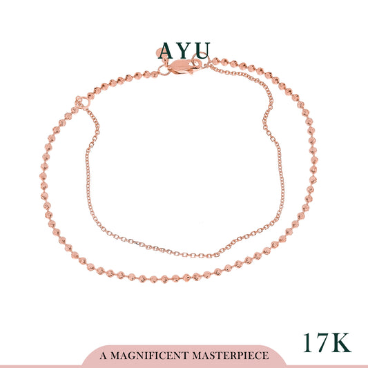 AYU Double Layer Pepper Beads And Trixie Chain Anklet 17k Rose Gold