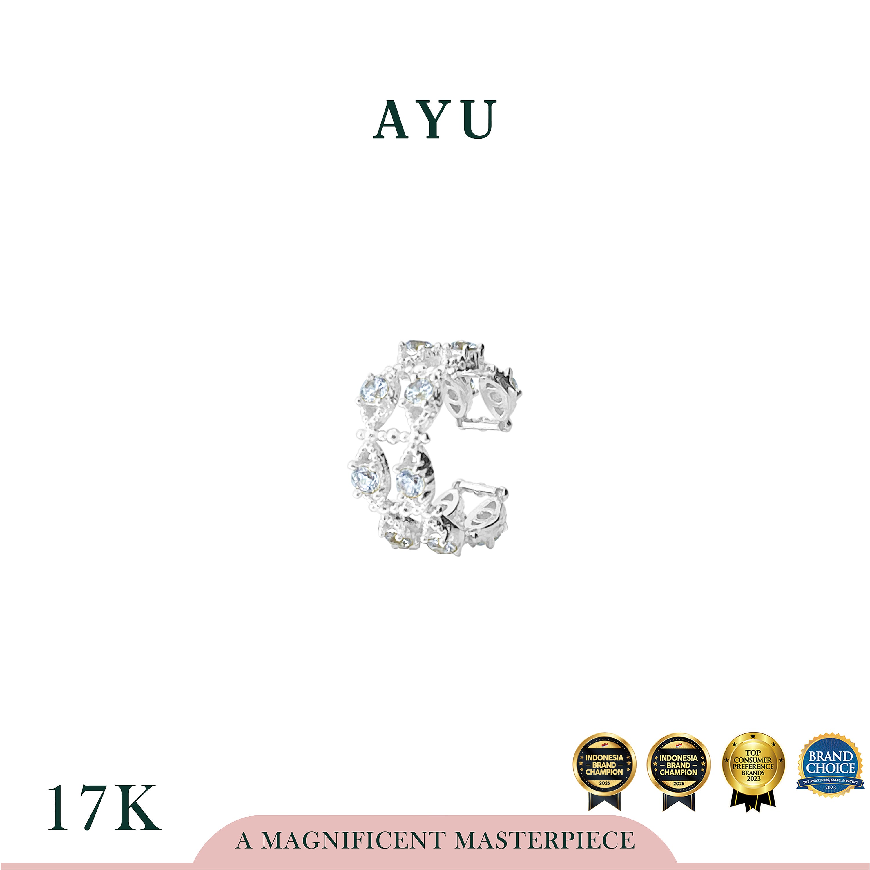 AYU Anting Emas - Double Stack Earcuff 17k White Gold