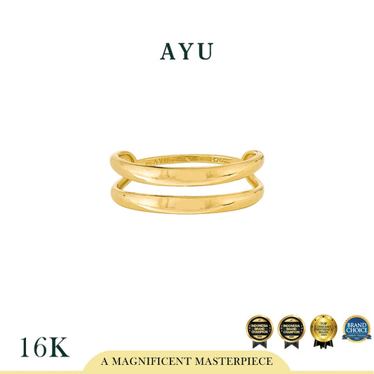 AYU Cincin Emas - Double Gold Stack Ring 16k Yellow Gold