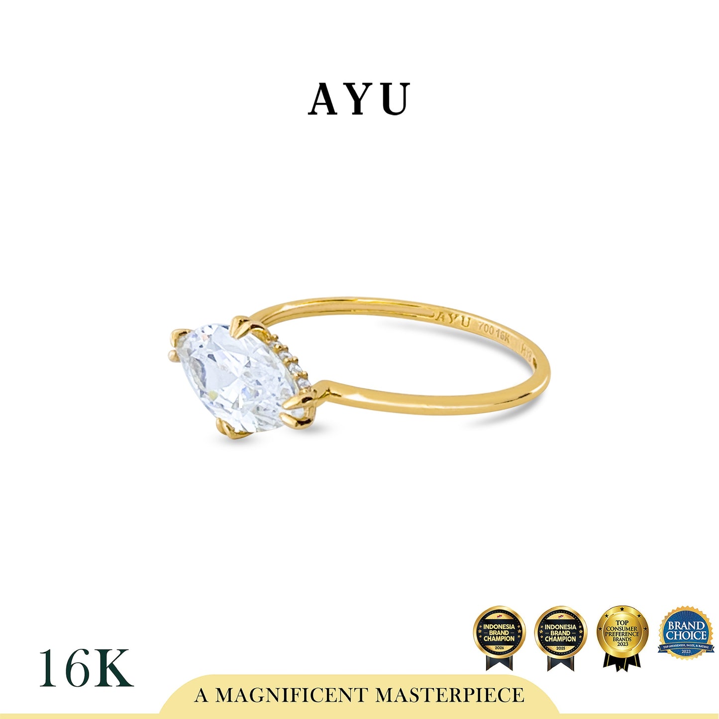AYU Cincin Emas - Eastwest Sella Solitaire 16k Yellow Gold