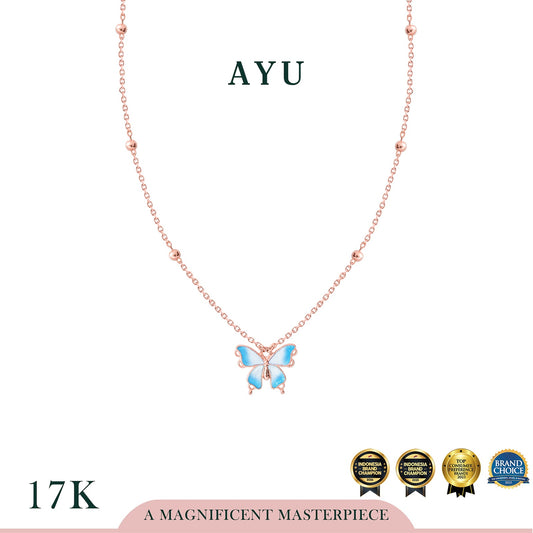 AYU Kalung Emas - Fairy Dust Butterfly Chain Necklace 17k Rose Gold