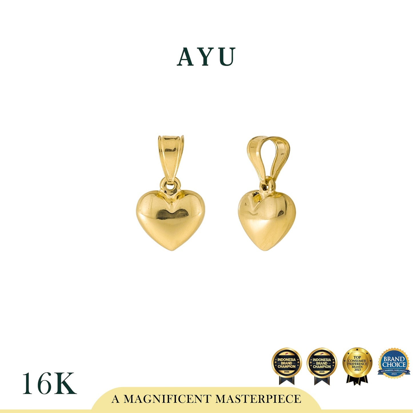 AYU Liontin Emas - Fluffy Fluffy Heart Pendant 16k Yellow Gold