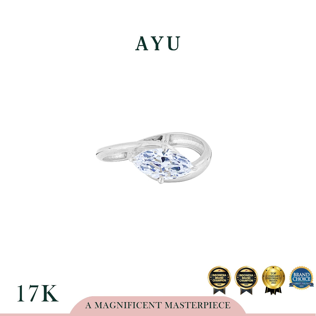 AYU Cincin Emas - Flowy Selly Ring 17k White Gold