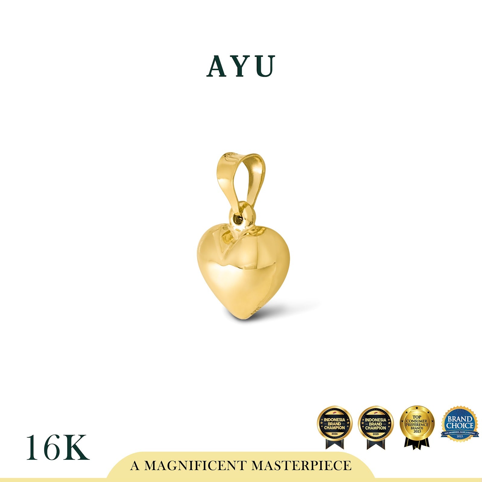 AYU Liontin Emas - Fluffy Fluffy Heart Pendant 16k Yellow Gold