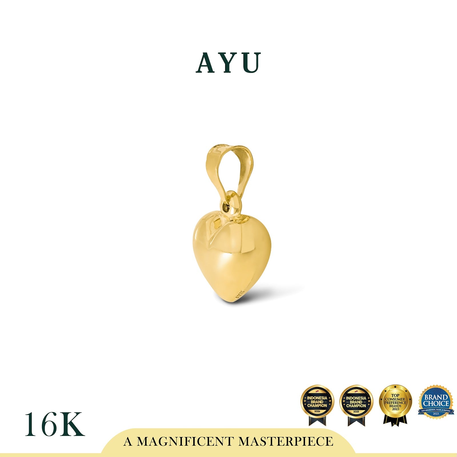 AYU Liontin Emas - Fluffy Fluffy Heart Pendant 16k Yellow Gold