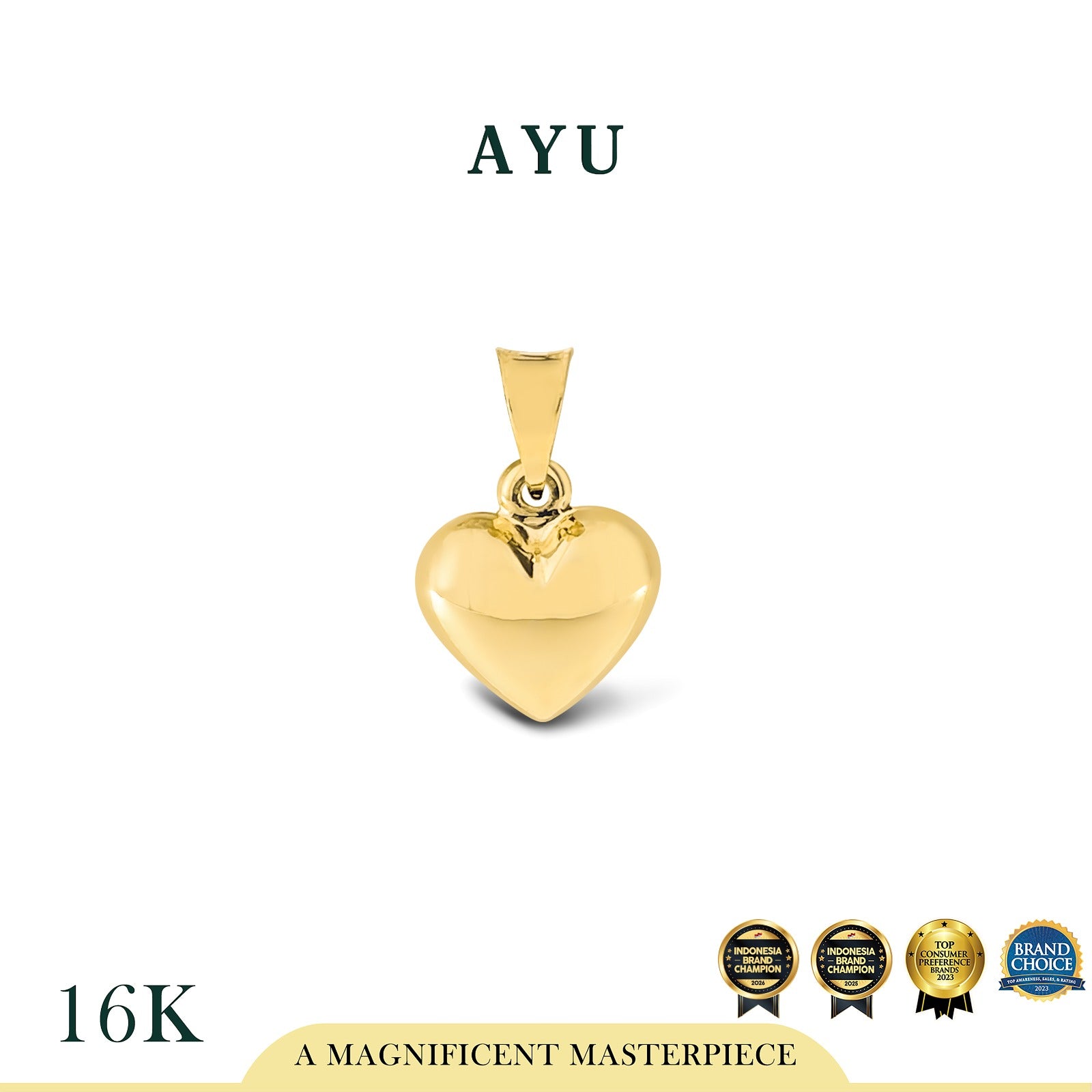 AYU Liontin Emas - Fluffy Fluffy Heart Pendant 16k Yellow Gold