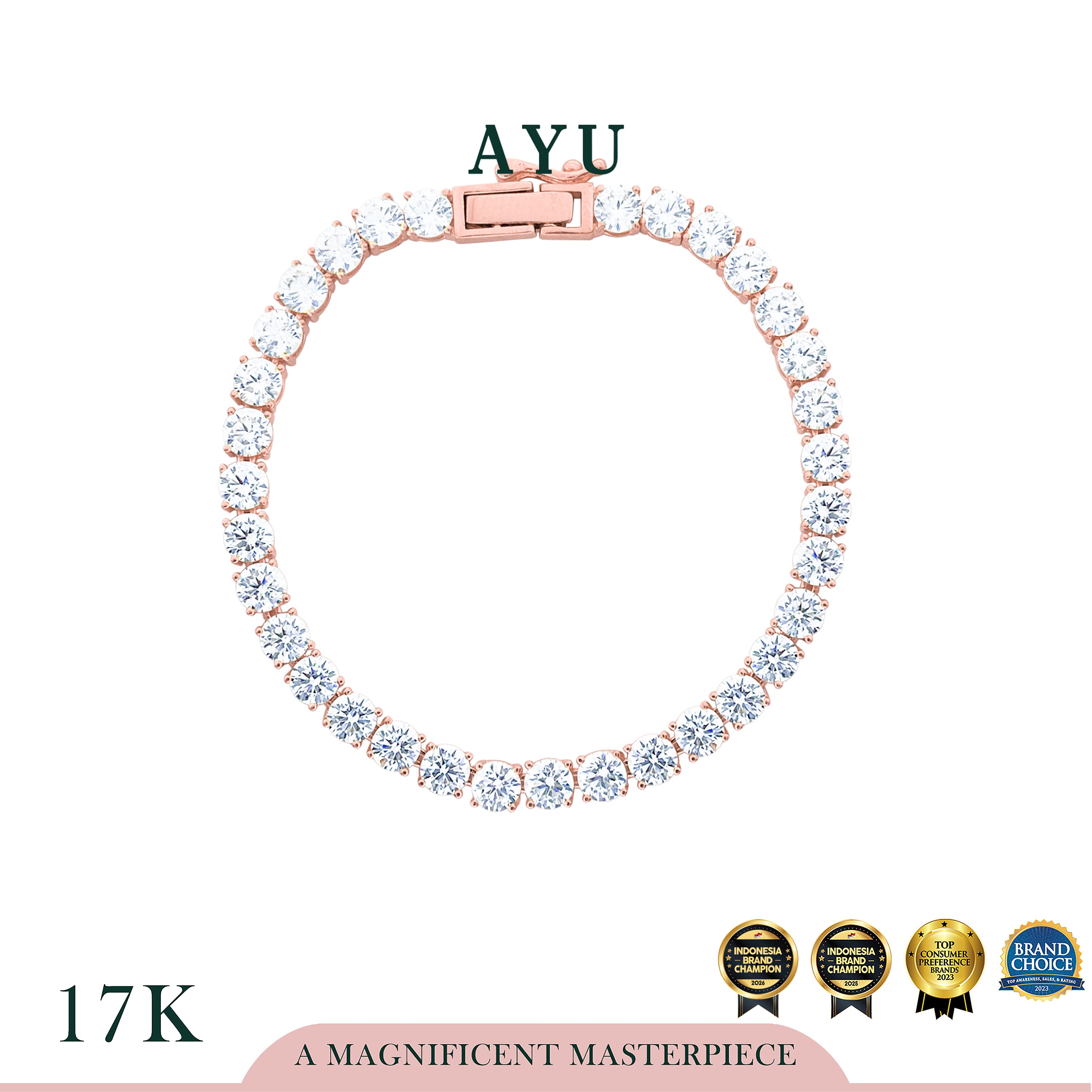 AYU Gelang Emas - Glam Classic Eternity Bracelet 17k Rose Gold