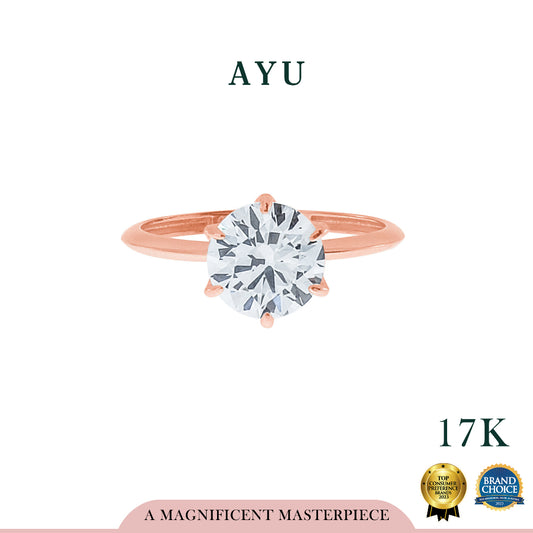 AYU Cincin Emas - Glam Gigi 6 Prong Solitaire 17K Rose Gold