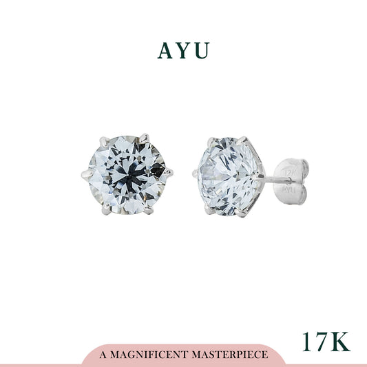 AYU Anting Emas Tindik - Glam Gigi 6 Prong Studs 17k White Gold