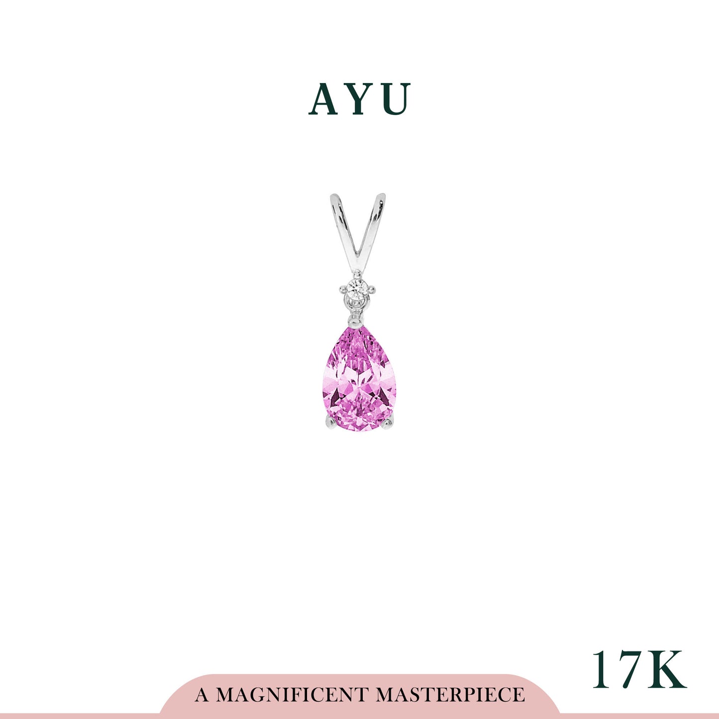 AYU Glam Teardrop Pendant With V Gold SF 17k White Gold