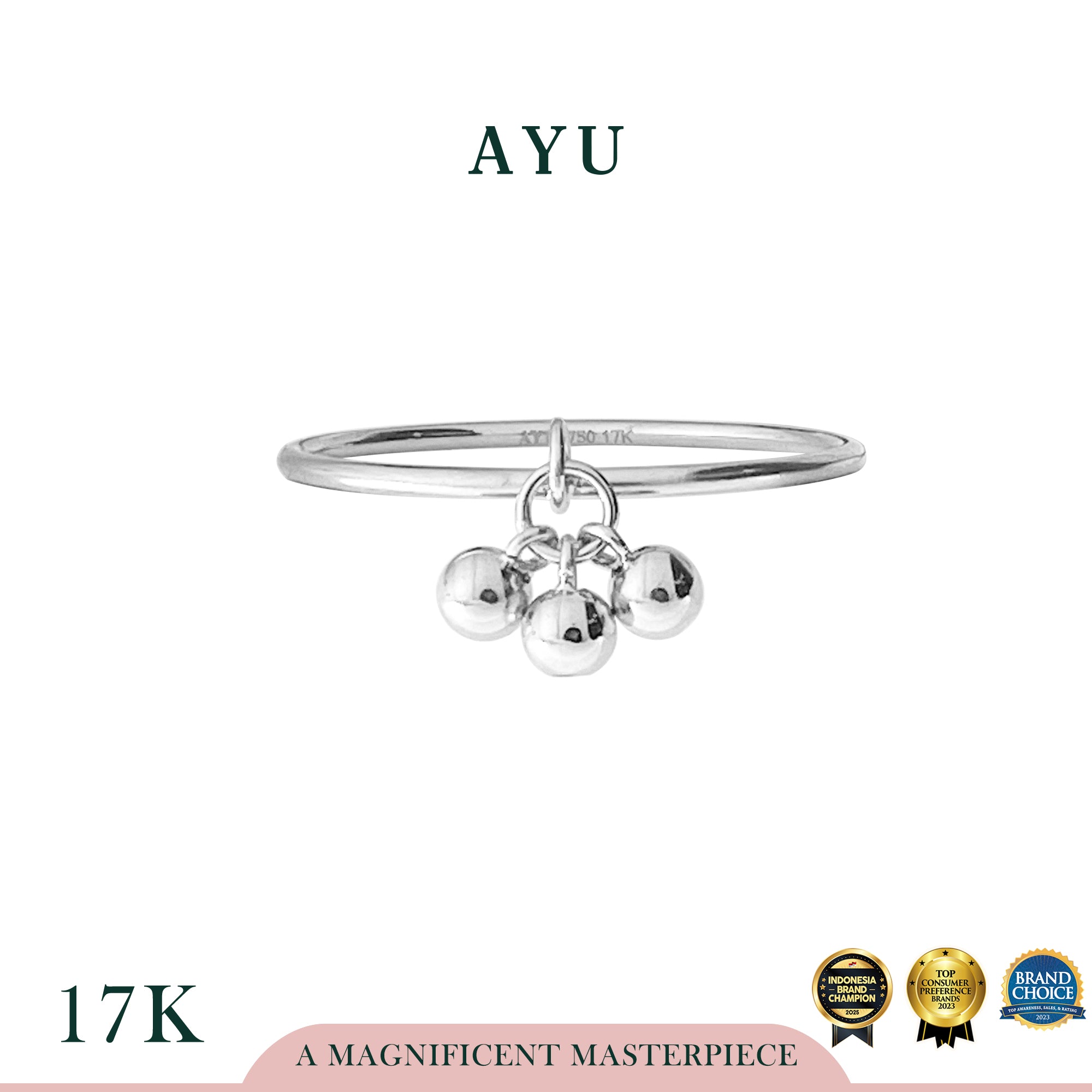 AYU Cincin Emas - Gold Berry Sprinkles Ring 17k White Gold