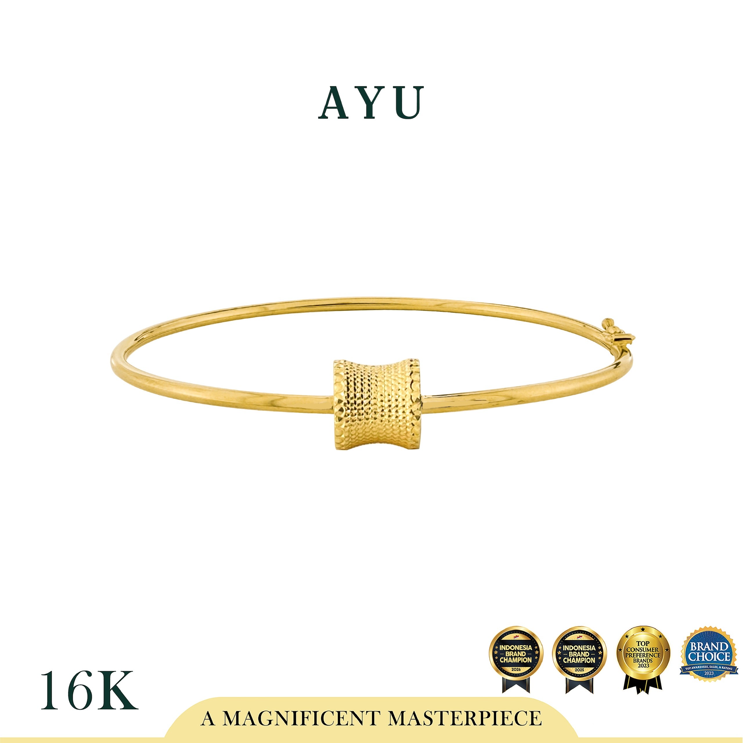 AYU Gelang Emas - Gold Bling Wheel Wire Bangle #5 16k Yellow Gold