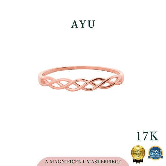 AYU Cincin Emas - Gold Braid Stack 17K Rose Gold