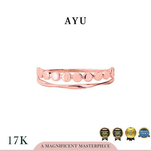 AYU Cincin Emas - Gold Double Bubbly Stack 17k Rose Gold