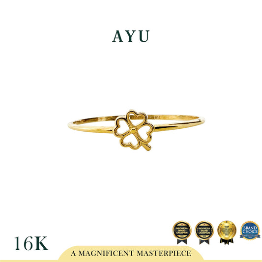AYU Cincin Emas - Golden Line Lucky Clover Ring 16k Yellow Gold