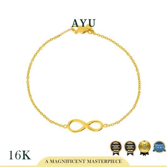 AYU Gelang Emas - Gold Infinity Chain Bracelet 16k Yellow Gold