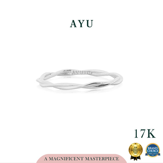 AYU Cincin Emas - Gold Intertwine Stack 17K White Gold