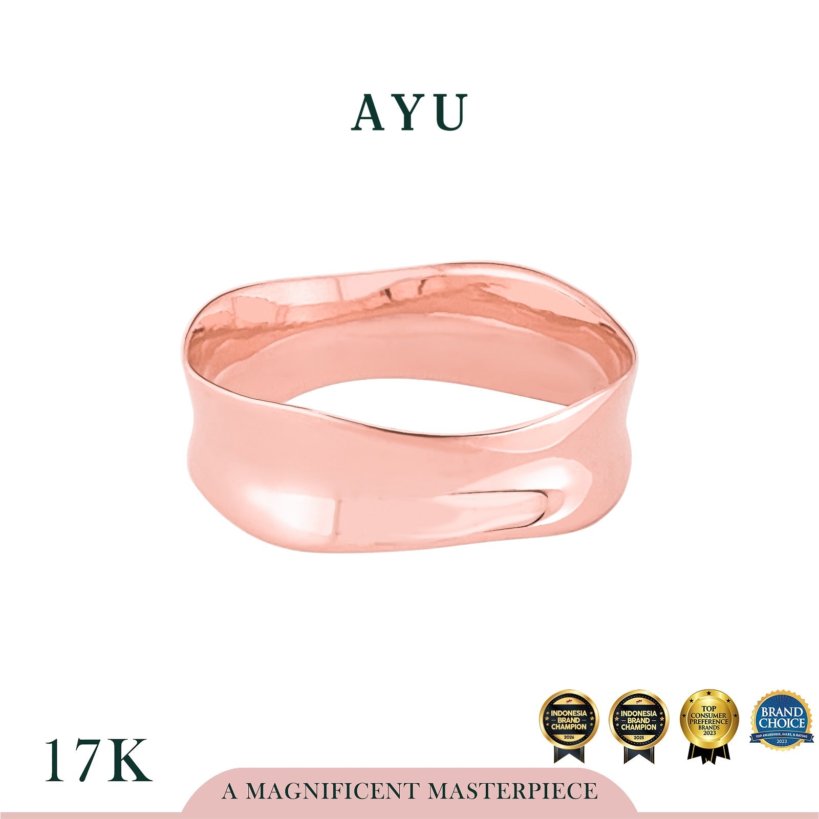 AYU Cincin Emas - Gold Melt Ring 17k Rose Gold