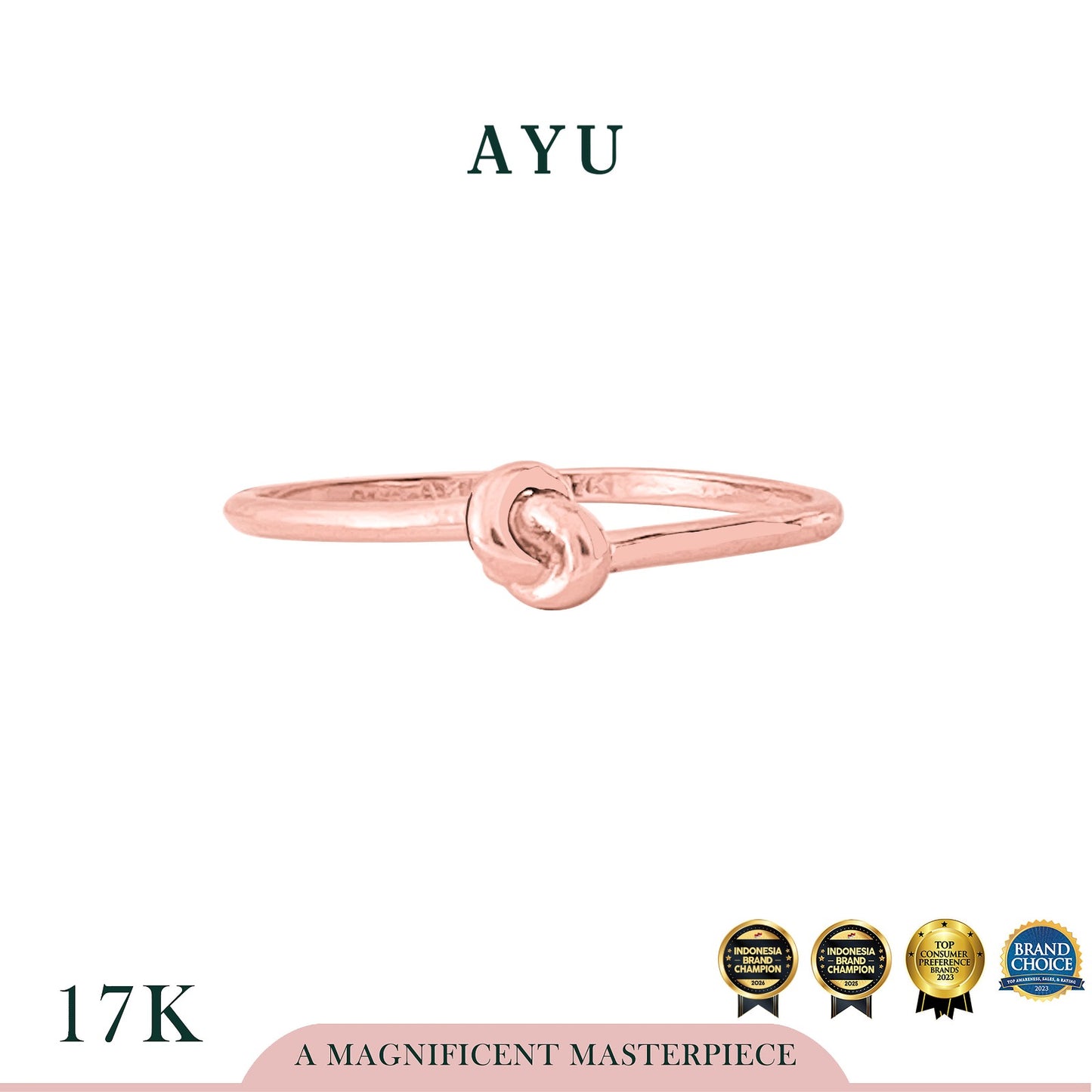 AYU Cincin Emas - Gold Mini Forget Me Knot Ring 17k Rose Gold